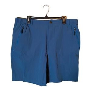 Pudolla Mens Size XXL Blue Athletic Shorts with Zip‎ Pockets Polyester/Spandex